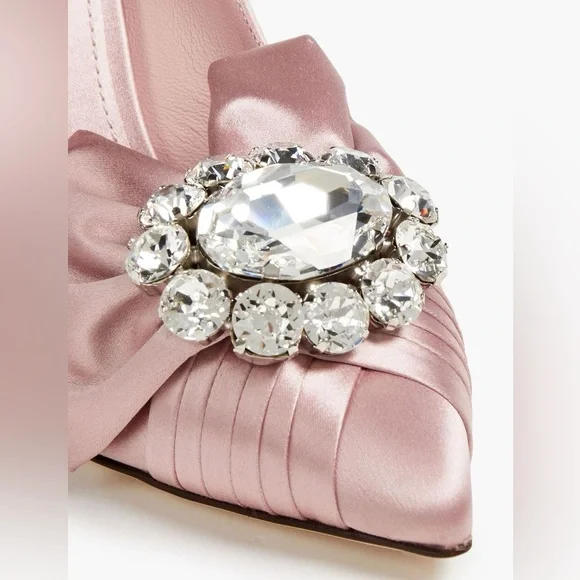 Size 38 DOLCE&GABBANA Crystal-embellished satin pumps NWT - Picture 5 of 13